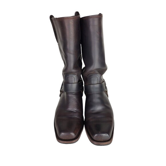 Vintage 80s FRYE Leather Harness Square Toe Moto Cowboy Boot Men's Size 10 Brown - Picture 4 of 16